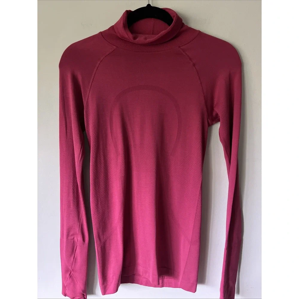 Lululemon Swiftly Speed Turtleneck Top Run Berry Pink Sz 4 Slim Fit Long Sleeve